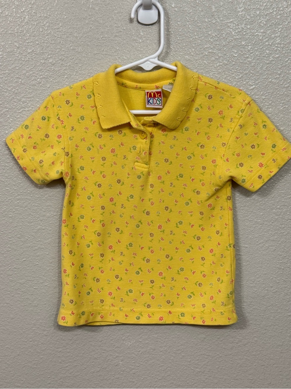 VTG McKids McDonalds Floral Polo Shirt 4T Yellow